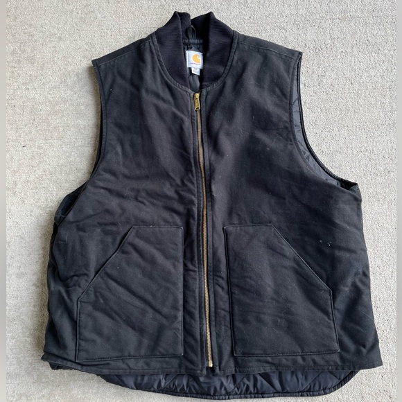 Vintage 90s Carhartt workwear black utility vest - Picture 1 of 2